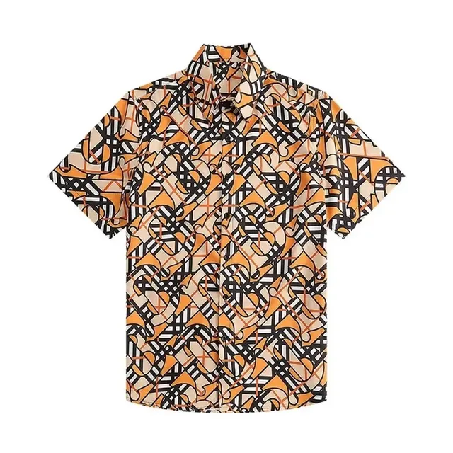 Burberry Short-Sleeve Shirt Check and Horn Print