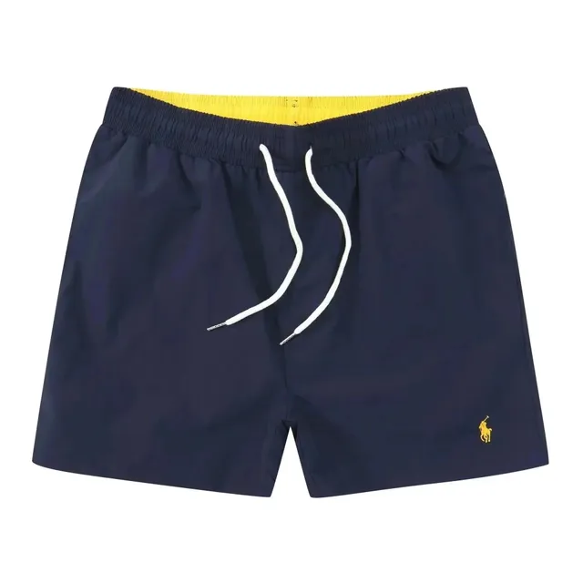 Polo Ralph Lauren Classic Fit Swim Trunks Navy with Yellow Waistband