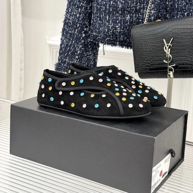 Alaïa Polka Dot Loafer Multicolor Crystal Studs