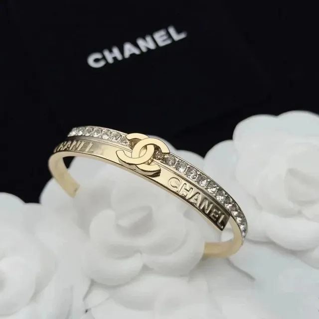 Chanel Cuff Bracelet Crystal-Embellished CC Logo