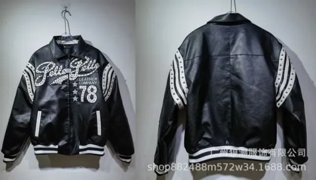 Gallery Dept. Leather Bomber Jacket 78 Logo Studded