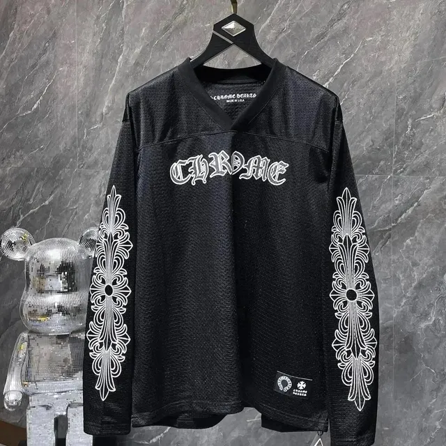Mesh Long-Sleeve Top Chrome Hearts Logo & Cross Motif