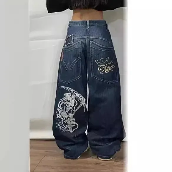 Evisu Baggy Jeans Skull & Crown Embroidery
