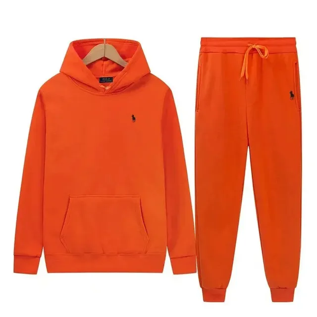 Polo Ralph Lauren Hoodie and Jogger Set Solid Orange