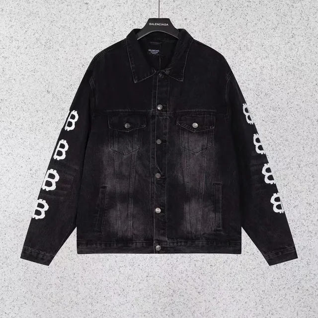 Balenciaga Denim Jacket Bitcoin Logo Sleeve