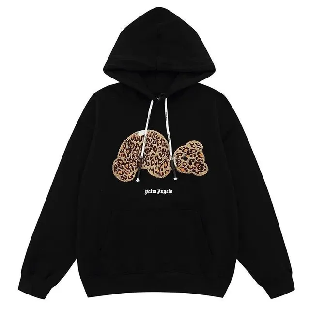 Palm Angels Hoodie Leopard Bear Embroidery