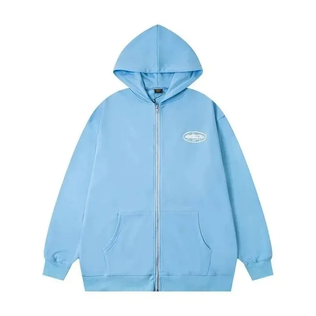 Gallery Dept. Zip-Up Hoodie Light Blue with Oval Logo