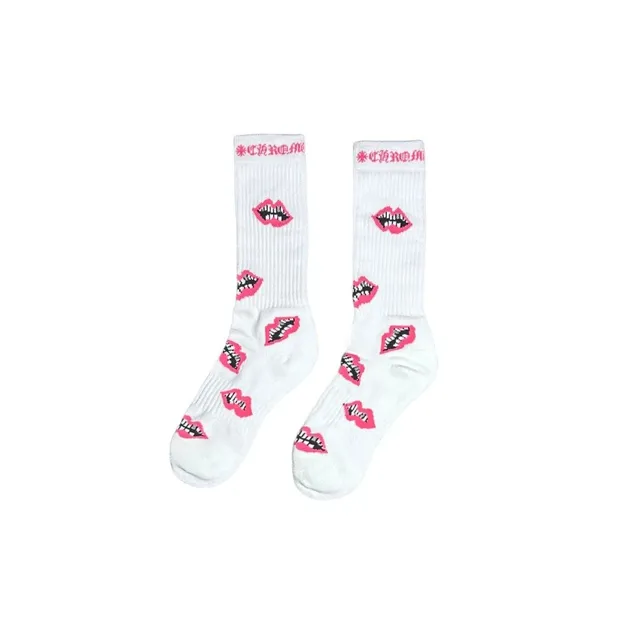 Chrome Hearts Lips Socks Pink Lips Print