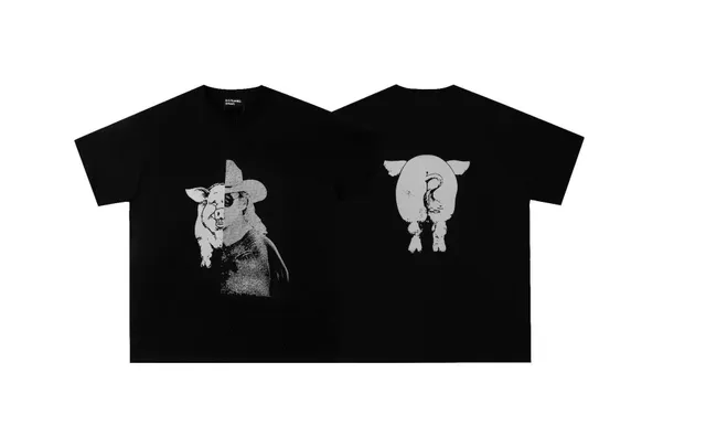 Sacai Graphic T-Shirt Pig and Cowboy Print