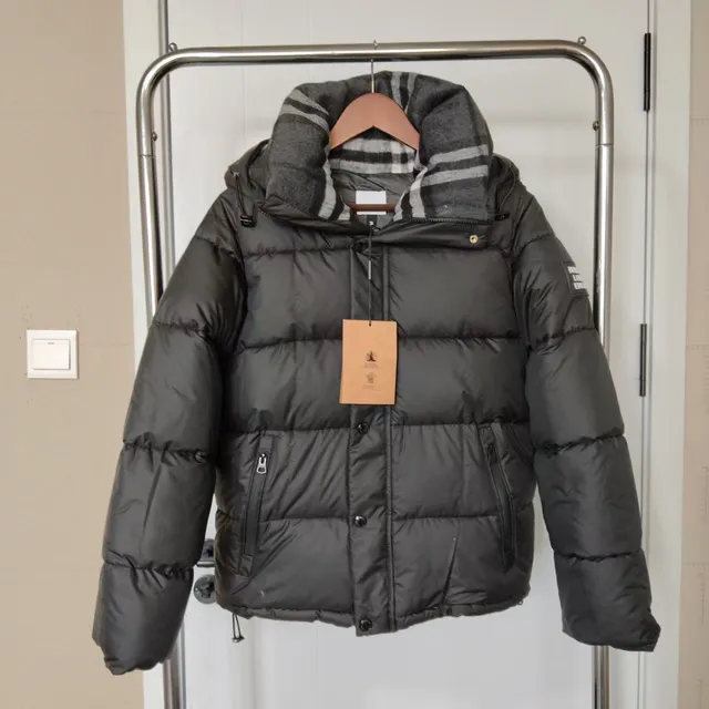 Moncler Puffer Jacket Grey Check Hood Liner