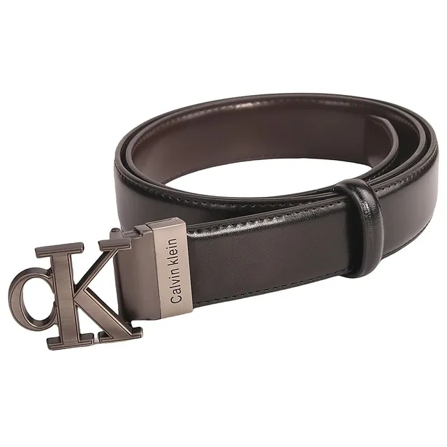 Calvin Klein CK Logo Belt Brushed Metal Buckle