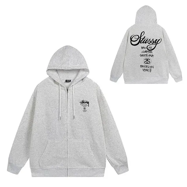 Stüssy Zip-Up Hoodie World Tour Print
