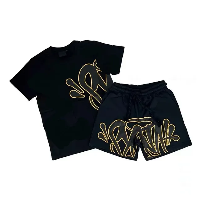 Syna World Graphic Tee & Shorts Set Gold Outline Logo