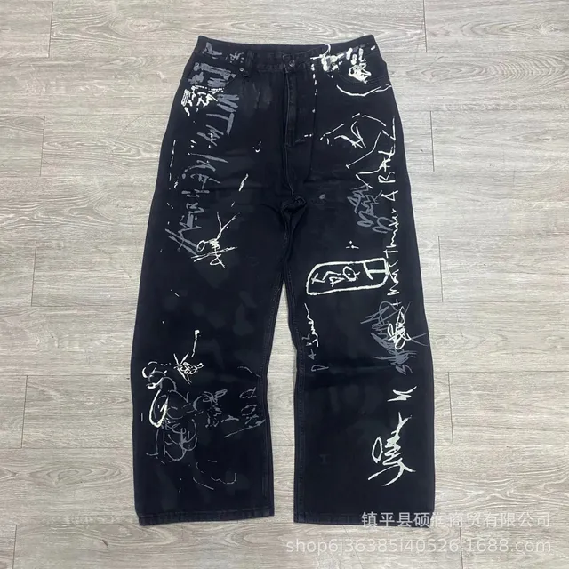 Denim Tears Graffiti Print Jeans White Scribble Print