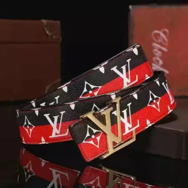 Louis Vuitton LV Monogram Belt Red Black White Stripe