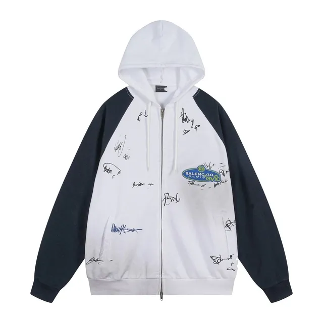 Balenciaga Zip-Up Hoodie Signature Logo and Autograph Print