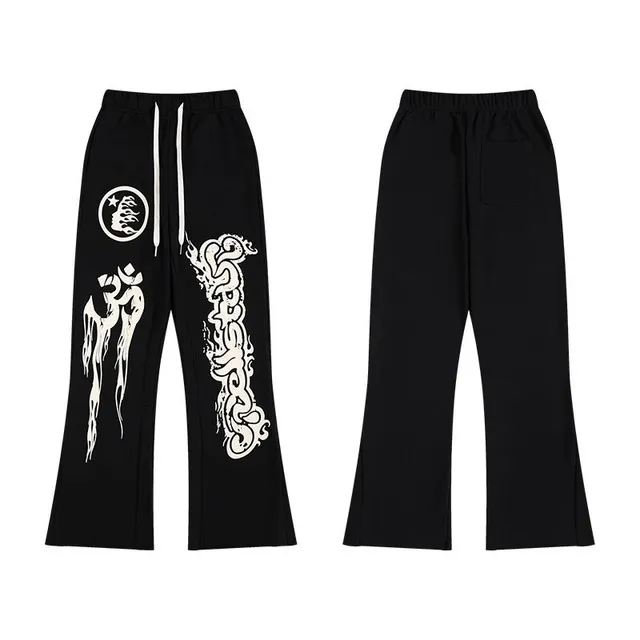 Hellstar Flared Sweatpants White Graphic Print