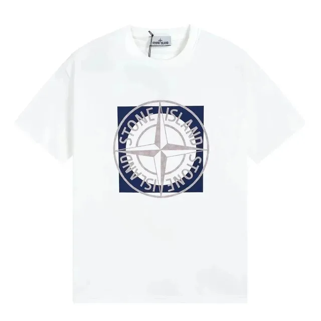Stone Island Compass Logo T-Shirt Navy Compass Print