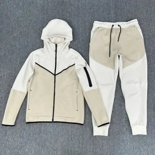 Nike Tech Fleece Hoodie and Joggers Two-Tone Beige and White