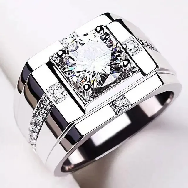 Statement Ring Cubic Zirconia Square Design