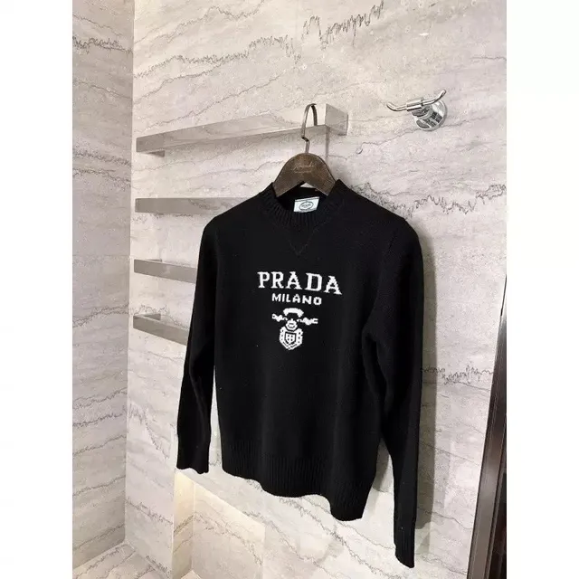 Prada Knit Sweater Logo Intarsia