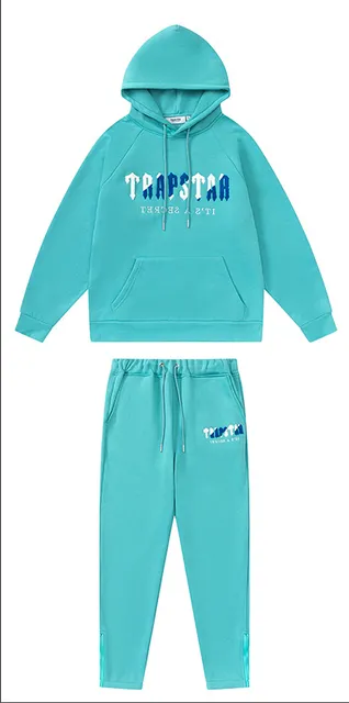 Trapstar Hoodie and Joggers Set Teal Logo Print