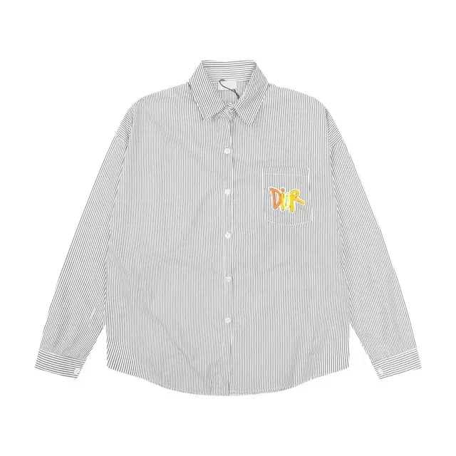 Dior Striped Shirt Embroidered Logo Pocket