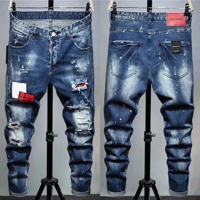 Dsquared2 Distressed Jeans Paint-Splatter and Patchwork