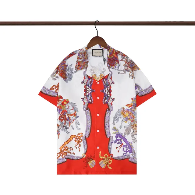 Gucci Printed Short-Sleeve Shirt Horseman Motif