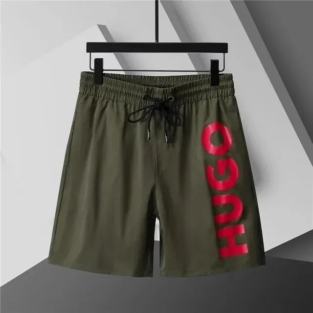 Hugo Boss Logo Shorts Olive with Red Print