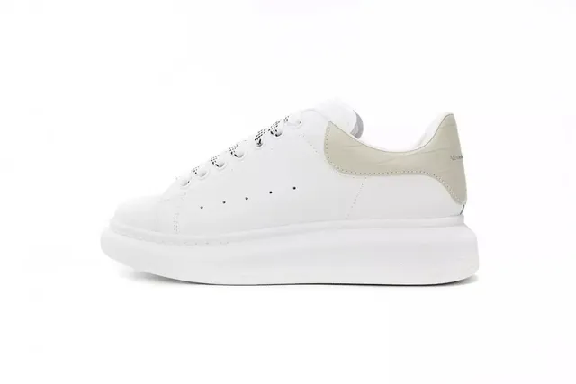 Alexander McQueen Oversized Sneaker Triple White with Beige Heel
