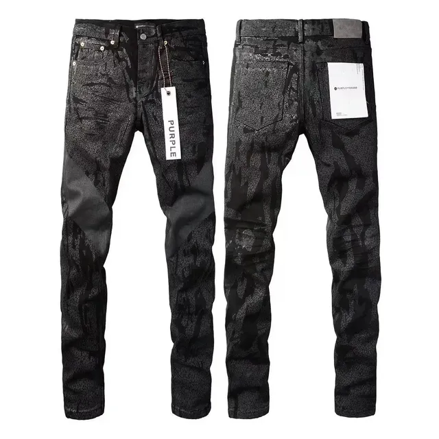 Purple Brand Cracked Print Jeans Distressed Black Camo