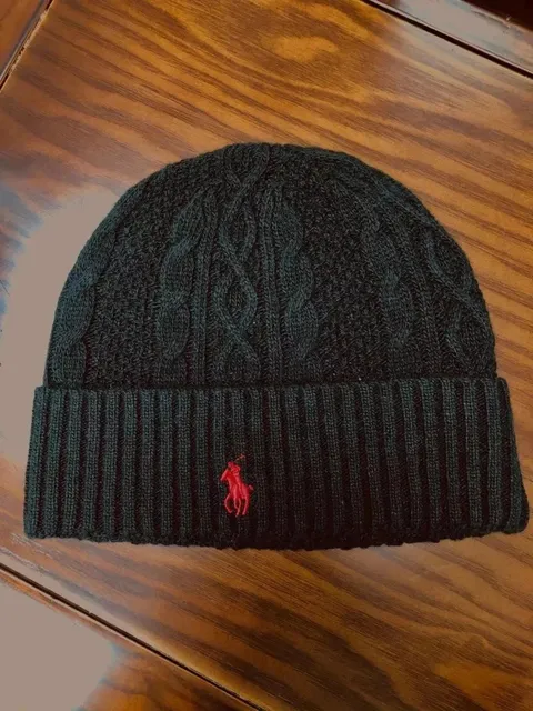 Polo Ralph Lauren Cable Knit Beanie Red Pony Logo