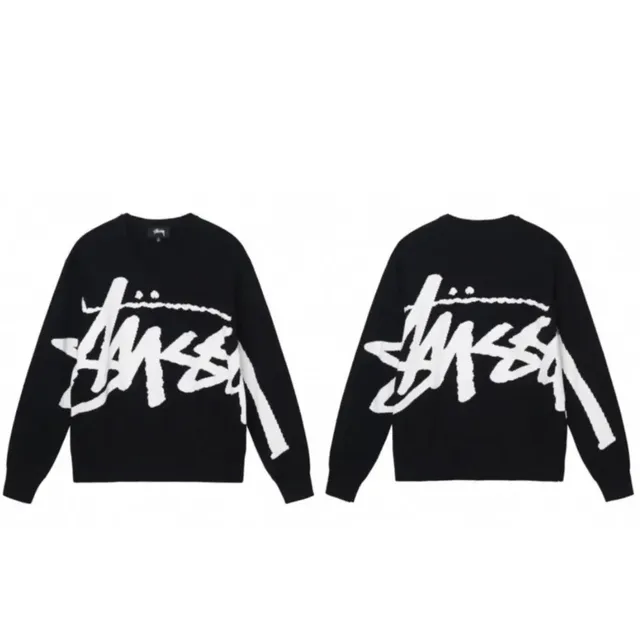 Stüssy Oversized Crewneck Sweater Logo Print