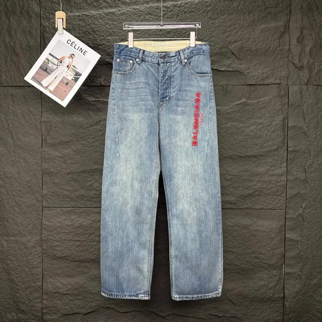 Balenciaga Logo Jeans Red Logo