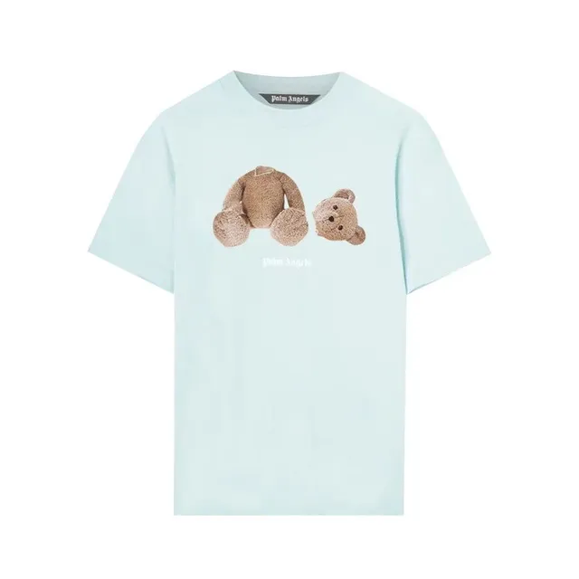 Palm Angels Teddy Bear Graphic Tee Mint with Brown Bear Print