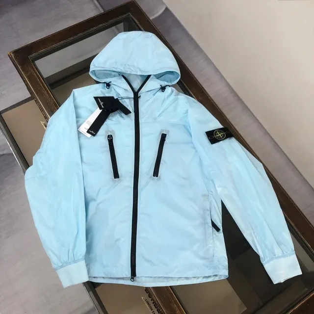 Stone Island Hooded Jacket Light Blue