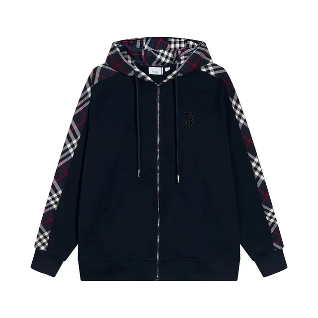 Burberry Zip-Up Hoodie Checkered Sleeve