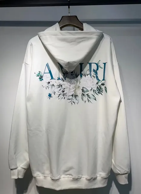 Amiri Floral Logo Hoodie Teal Floral Print