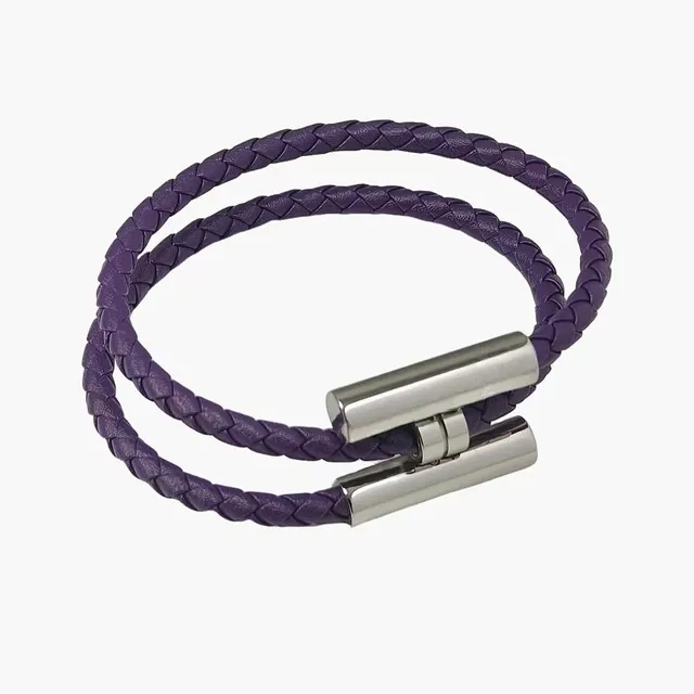 Chrome Hearts Braided Leather Bracelet Double Wrap