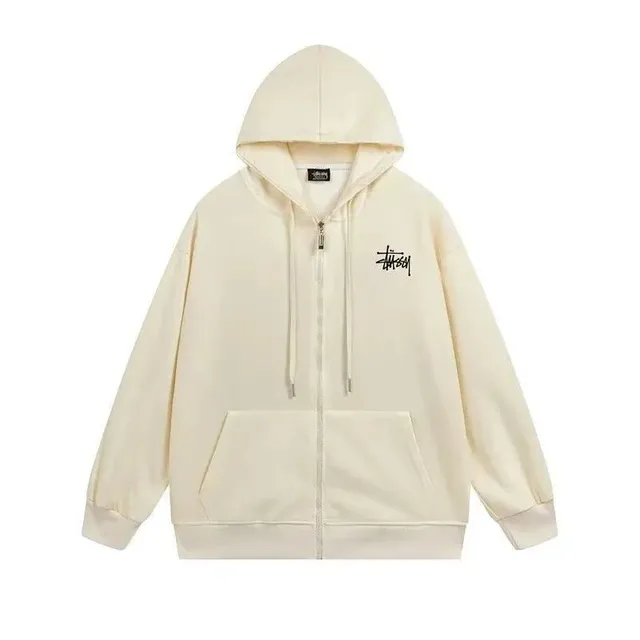Stüssy Zip-Up Hoodie Logo Embroidered