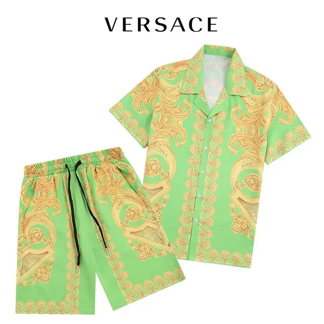 Versace Barocco Print Set Green and Gold Barocco