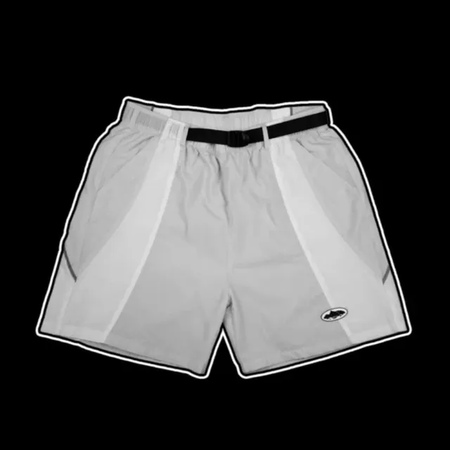 Corteiz Track Shorts White with Black Stripe