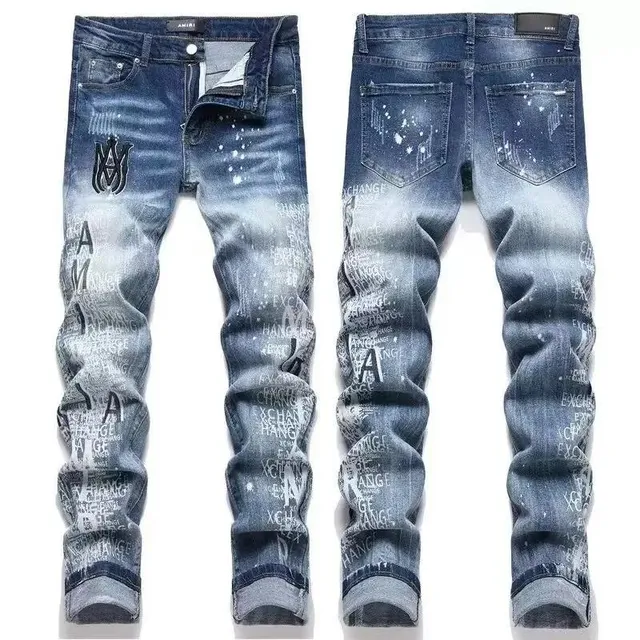 Amiri Distressed Print Jeans Splatter Print