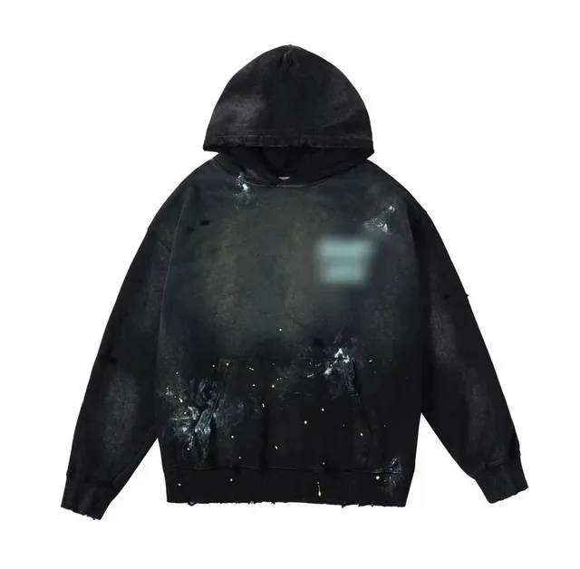 Hooded Sweatshirt Distressed Paint-Splatter