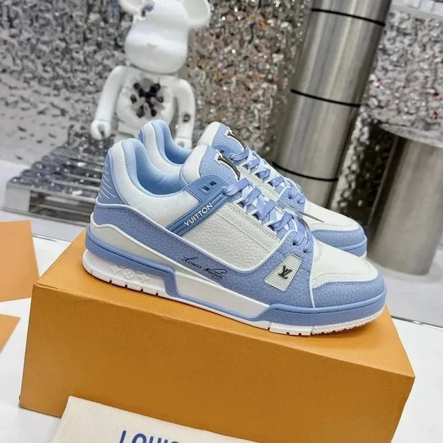 Louis Vuitton LV Trainer Pastel Blue and White