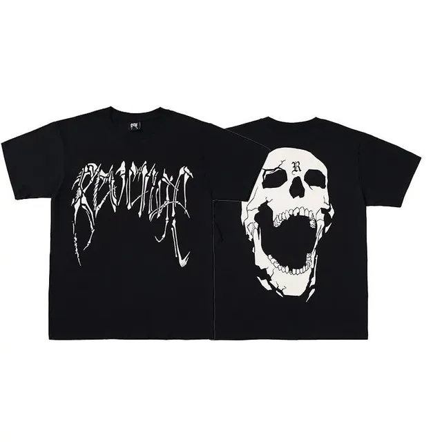 Revenge Skull Graphic Tee Distressed Skull Print