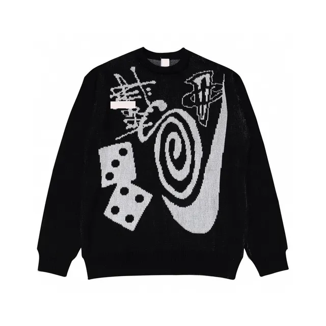 Off-White Knit Sweater Dice and Spiral Print