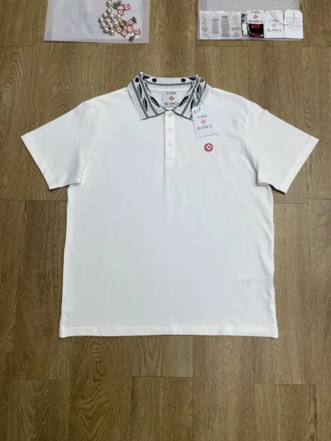 Casablanca Polo Shirt Leaf-Print Collar