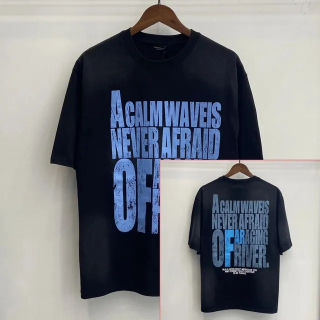Off-White Graphic Tee Calm Waves Never Afraid